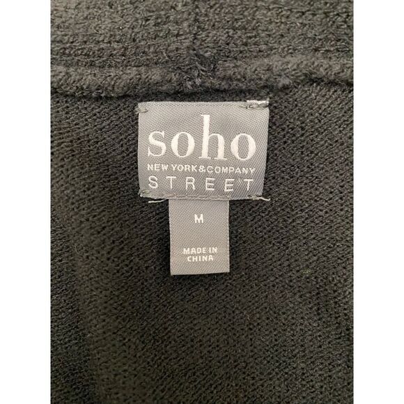 Soho Street NY&Co. Sweater Dress Black Cowl Neck With 2 Front Pockets Size M - Picture 5 of 9